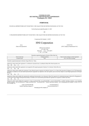 Thumbnail HNI Corporation
 10-K Annual Report 2022