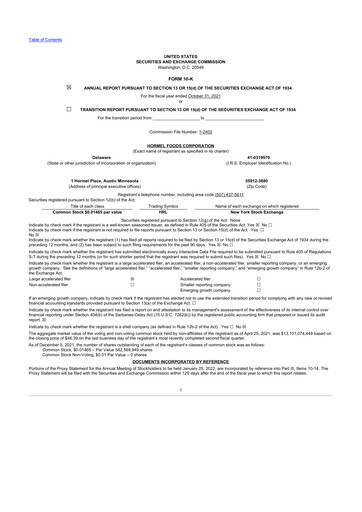 Thumbnail Hormel Foods 10-K Annual Report 2021