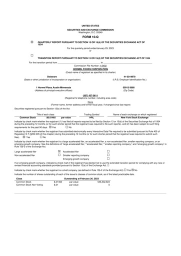 Thumbnail Hormel Foods 10-Q Quarterly Report FY2023 