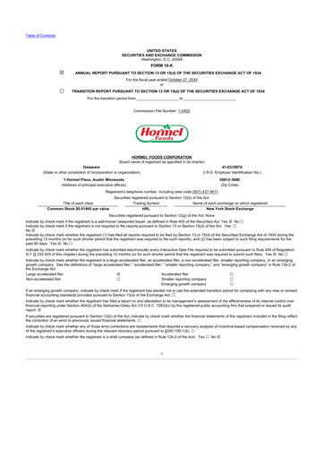 Thumbnail Hormel Foods 10-K Annual Report 2024