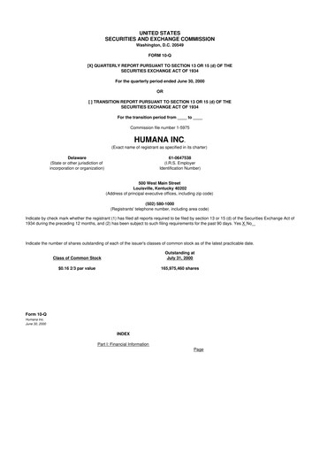 Vorschaubild Humana 10-Q Quartalsbericht  