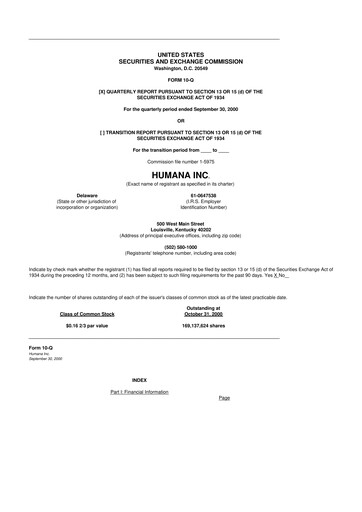 Vorschaubild Humana 10-Q Quartalsbericht  