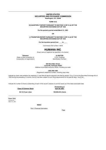 Vorschaubild Humana 10-Q Quartalsbericht  