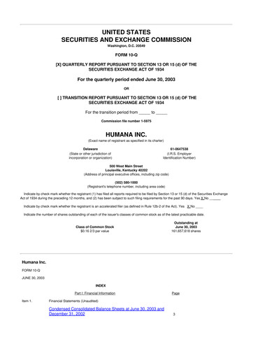 Vorschaubild Humana 10-Q Quartalsbericht  