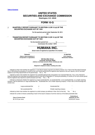 Vorschaubild Humana 10-Q Quartalsbericht 2015 