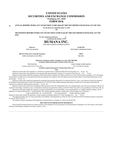 Thumbnail Humana 10-K Annual Report 2015