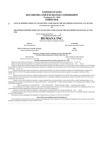 Thumbnail Humana 10-K Annual Report 2018