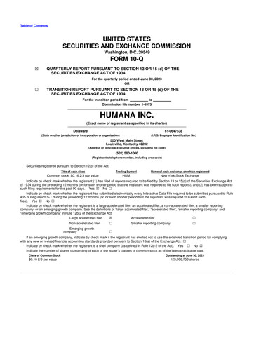 Vorschaubild Humana 10-Q Quartalsbericht 2023 