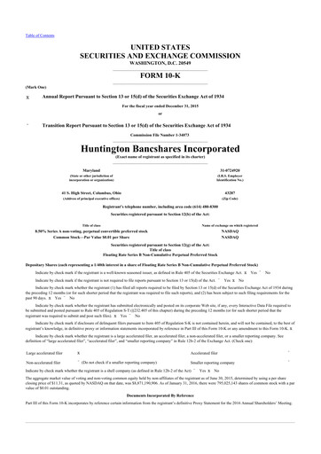 Thumbnail Huntington Bancshares
 10-K Annual Report 2015