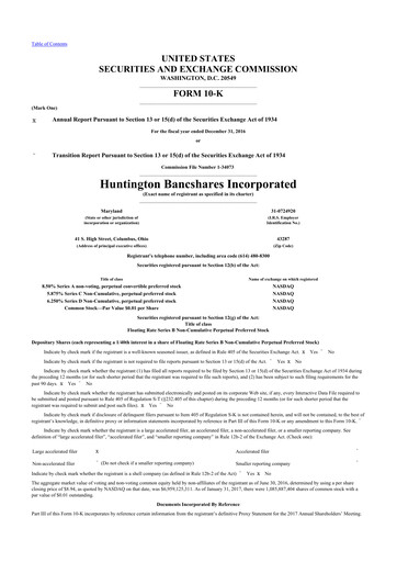 Thumbnail Huntington Bancshares
 10-K Annual Report 2016