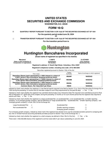 Thumbnail Huntington Bancshares
 10-Q Quarterly Report FY2024 