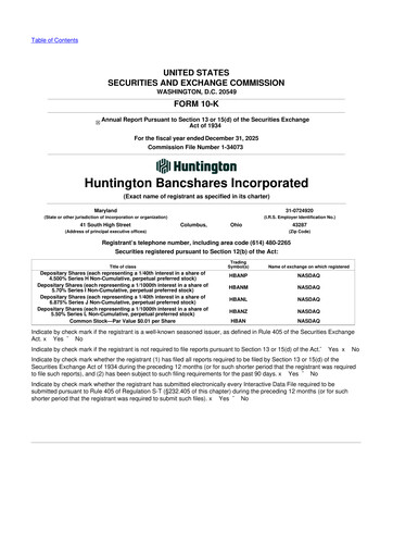 Thumbnail Huntington Bancshares
 10-K Annual Report 2025