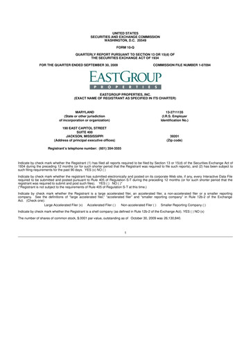 Thumbnail EastGroup Properties 10-Q Quarterly Report FY 