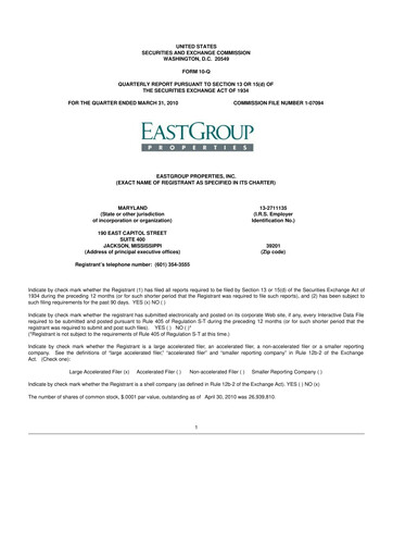 Thumbnail EastGroup Properties 10-Q Quarterly Report FY 