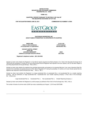 Thumbnail EastGroup Properties 10-Q Quarterly Report FY2010 