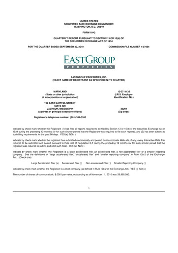Thumbnail EastGroup Properties 10-Q Quarterly Report FY2010 