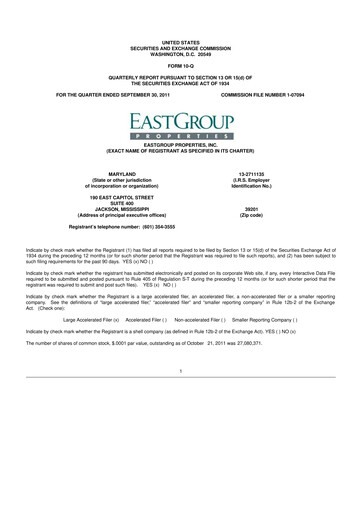 Thumbnail EastGroup Properties 10-Q Quarterly Report FY2011 