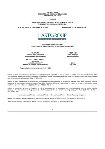Thumbnail EastGroup Properties 10-Q Quarterly Report FY2012 