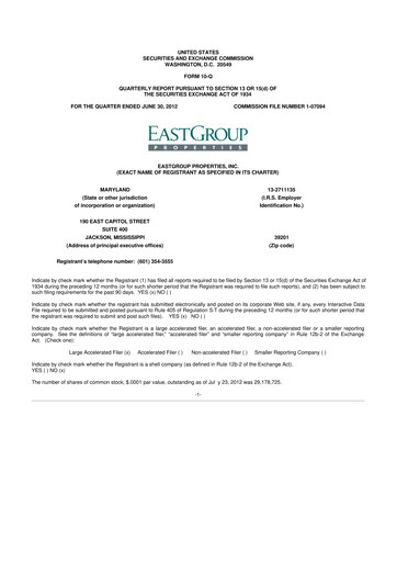 Thumbnail EastGroup Properties 10-Q Quarterly Report FY2012 