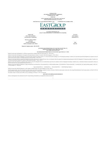 Thumbnail EastGroup Properties 10-K Annual Report 2012