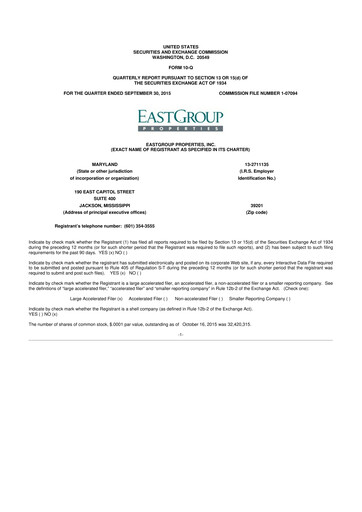 Thumbnail EastGroup Properties 10-Q Quarterly Report FY2015 