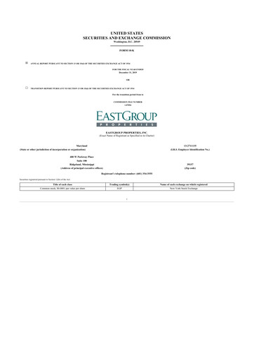 Thumbnail EastGroup Properties 10-K Annual Report 2019