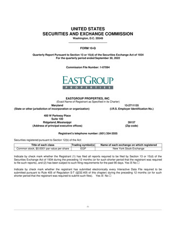 Thumbnail EastGroup Properties 10-Q Quarterly Report FY2022 
