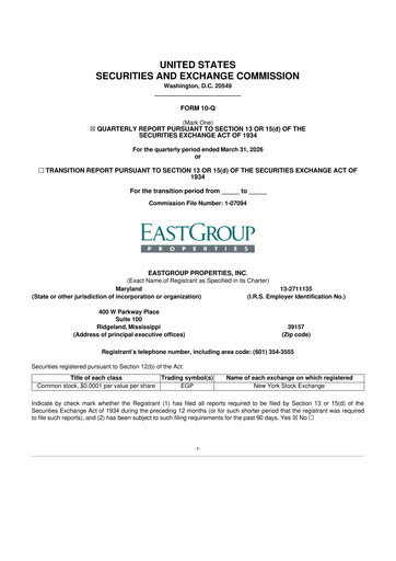 Thumbnail EastGroup Properties 10-Q Quarterly Report FY 