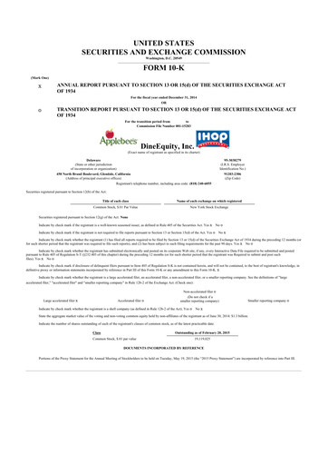 Thumbnail Dine Brands Global 10-K Annual Report 2014