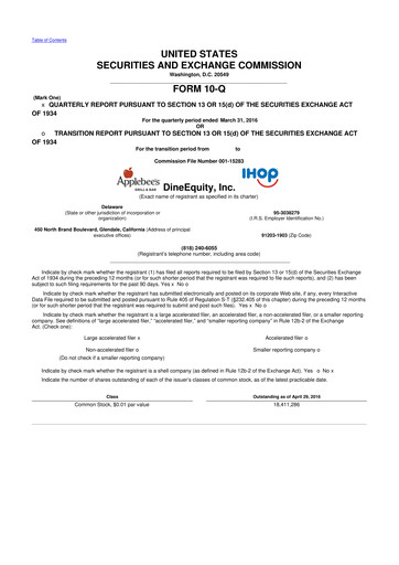 Thumbnail Dine Brands Global 10-Q Quarterly Report FY2016 