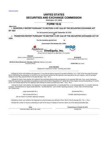 Thumbnail Dine Brands Global 10-Q Quarterly Report FY2016 