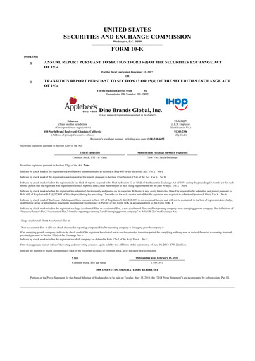 Thumbnail Dine Brands Global 10-K Annual Report 2017