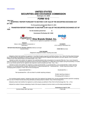 Thumbnail Dine Brands Global 10-Q Quarterly Report FY2018 