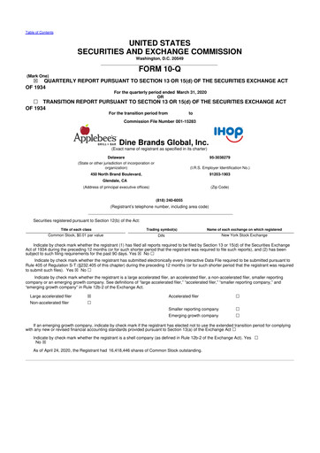 Thumbnail Dine Brands Global 10-Q Quarterly Report FY2020 