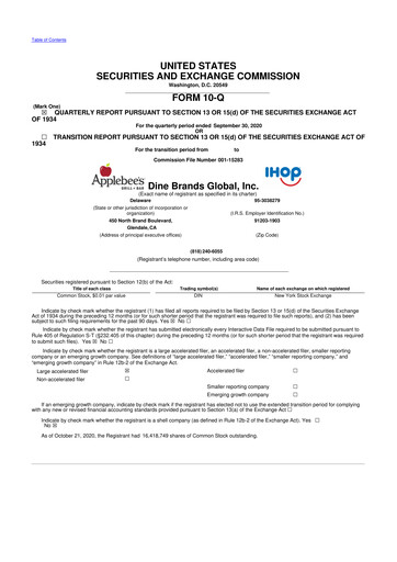 Thumbnail Dine Brands Global 10-Q Quarterly Report FY2020 