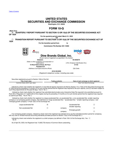 Thumbnail Dine Brands Global 10-Q Quarterly Report FY2023 