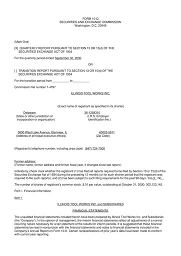 Thumbnail Illinois Tool Works  10-Q Quarterly Report FY 