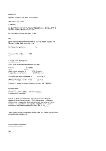 Thumbnail Illinois Tool Works  10-Q Quarterly Report FY 