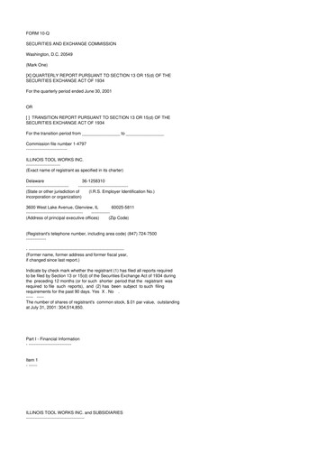Thumbnail Illinois Tool Works  10-Q Quarterly Report FY 
