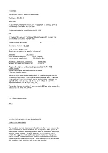 Thumbnail Illinois Tool Works  10-Q Quarterly Report FY 