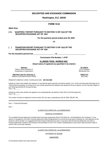 Thumbnail Illinois Tool Works  10-Q Quarterly Report FY 