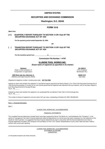Thumbnail Illinois Tool Works  10-Q Quarterly Report FY 