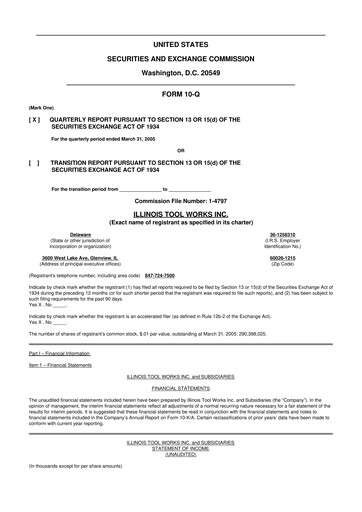 Thumbnail Illinois Tool Works  10-Q Quarterly Report FY 