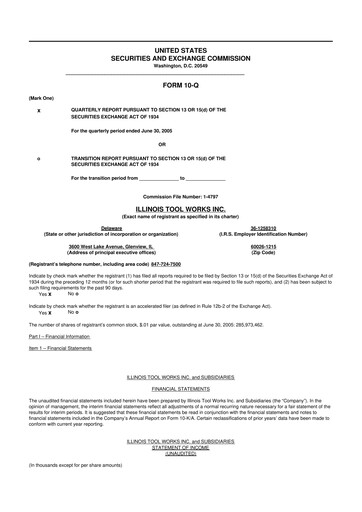 Thumbnail Illinois Tool Works  10-Q Quarterly Report FY 