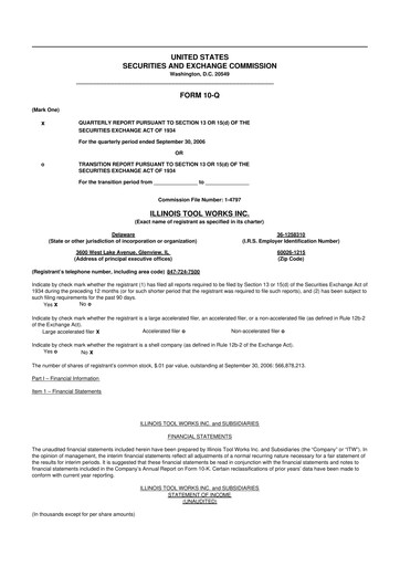 Thumbnail Illinois Tool Works  10-Q Quarterly Report FY 