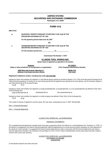 Thumbnail Illinois Tool Works  10-Q Quarterly Report FY 