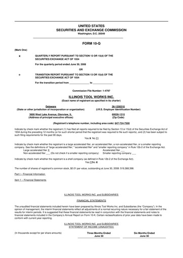 Thumbnail Illinois Tool Works  10-Q Quarterly Report FY 
