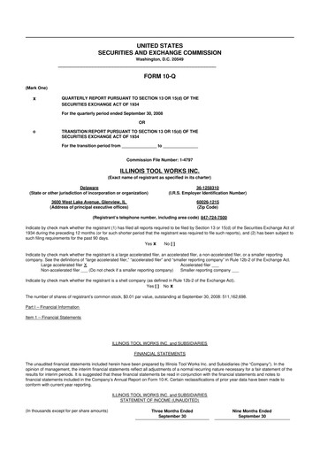 Thumbnail Illinois Tool Works  10-Q Quarterly Report FY 