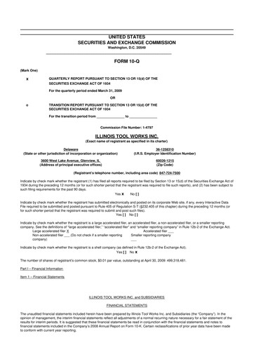 Thumbnail Illinois Tool Works  10-Q Quarterly Report FY 