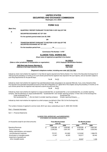 Thumbnail Illinois Tool Works  10-Q Quarterly Report FY 